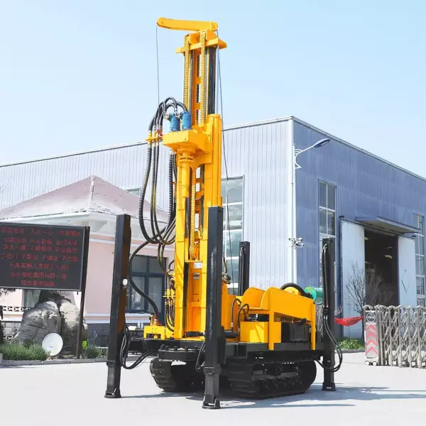 气动打井机山区勘探家用水井钻机320米打岩石打井设备履带钻井机