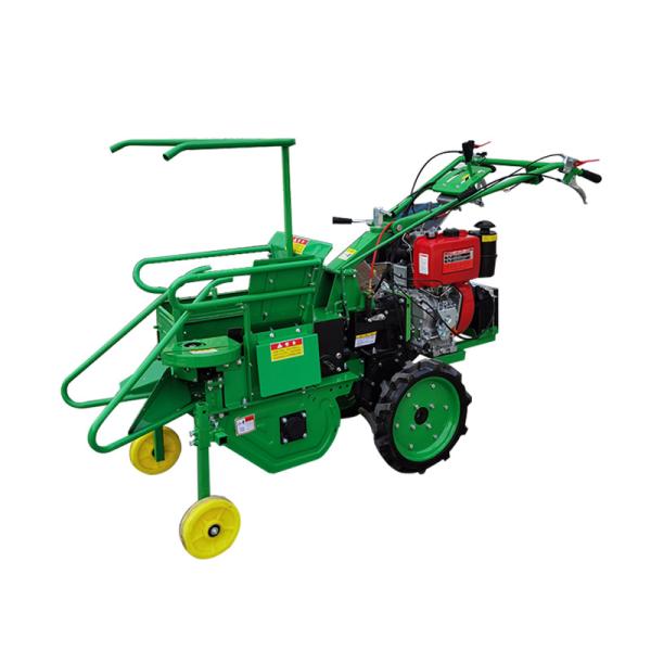 有客人需要一台“单行玉米收获机 玉米棒子剥皮粉碎收割一体机 手扶自走玉米收割机”